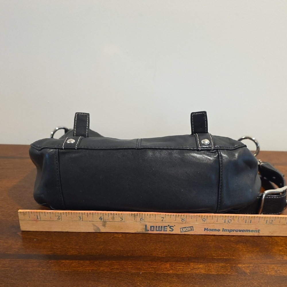 Coach Black Leather Flap Crossbody with Silver Hardware - Picture 9 of 11